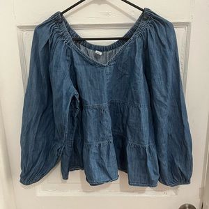 Old navy blue peasant crop top size M
